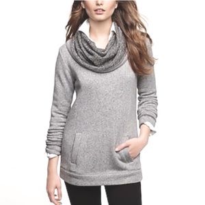 J. Crew $128 Heather Gray White Marled Wool Blend Funnel Cowl Neck Sweatshirt S
